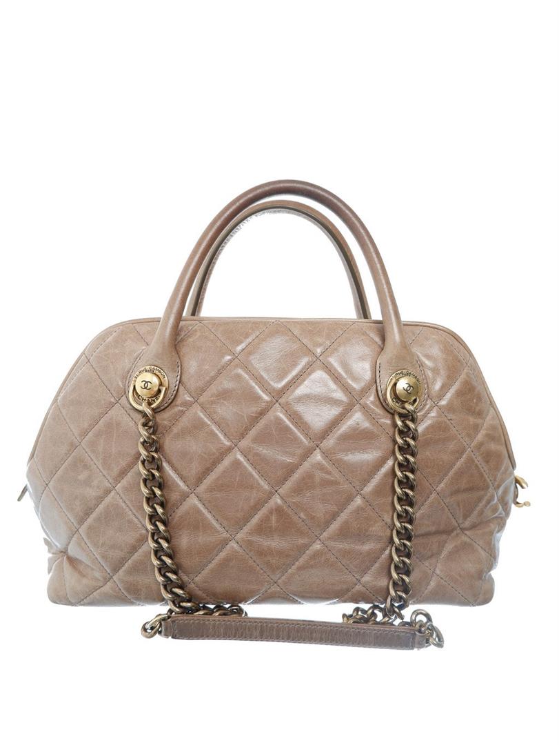 Chanel Blue Quilted Denim Trip Express Large Bowling Bag Gold