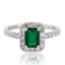 0.85 ctw Emerald and 0.42 ctw Diamond Platinum Ring
