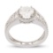 1.02 ctw Round Cut CENTER Diamond 14K White Gold Ring (1.65 ctw Diamonds)