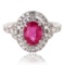 1.75 ctw Pink Sapphire and 0.76 ctw Diamond Platinum Ring