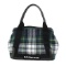 Balenciaga Green Multicolor Wool Checks Small Navy Cabas Bag