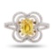 1.41 ctw UNHEATED Yellow Sapphire and 0.39 ctw Diamond 18K White Gold Ring (GIA