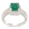 1.64 ctw Emerald and 0.66 ctw Diamond Platinum Ring