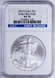 2010 $1 American Silver Eagle NGC MS70 Early Releases