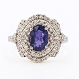 1.83 ctw UNHEATED Purple Sapphire and 0.89 ctw Diamond Platinum Ring (GIA CERTIF