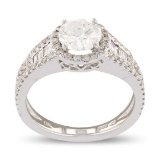 1.02 ctw Round Cut CENTER Diamond 14K White Gold Ring (1.65 ctw Diamonds)
