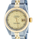 Rolex Ladies 2T Yellow Gold & Stainless Steel Champagne Index Wristwatch 26MM