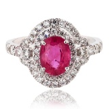 1.75 ctw Pink Sapphire and 0.76 ctw Diamond Platinum Ring
