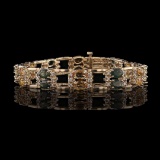 12.97 ctw Multi-Color Sapphire and 1.08 ctw Diamond 14K Yellow Gold Bracelet