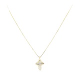 0.18 ctw Diamond Cross Pendant with Chain - 14KT Yellow and White Gold