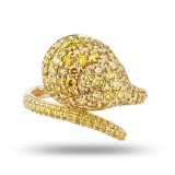 1.54 ctw Fancy Deep Yellow CENTER Diamond 18K Yellow Gold Ring