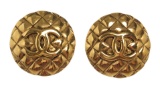 Chanel CC Gold-tone Round Clip-On Earrings