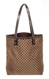 Celine Brown Beige Canvas Macadam Tote Bag