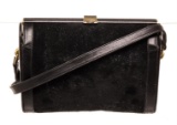 Gucci Black Suede Leather Vintage Clasp Shoulder Bag