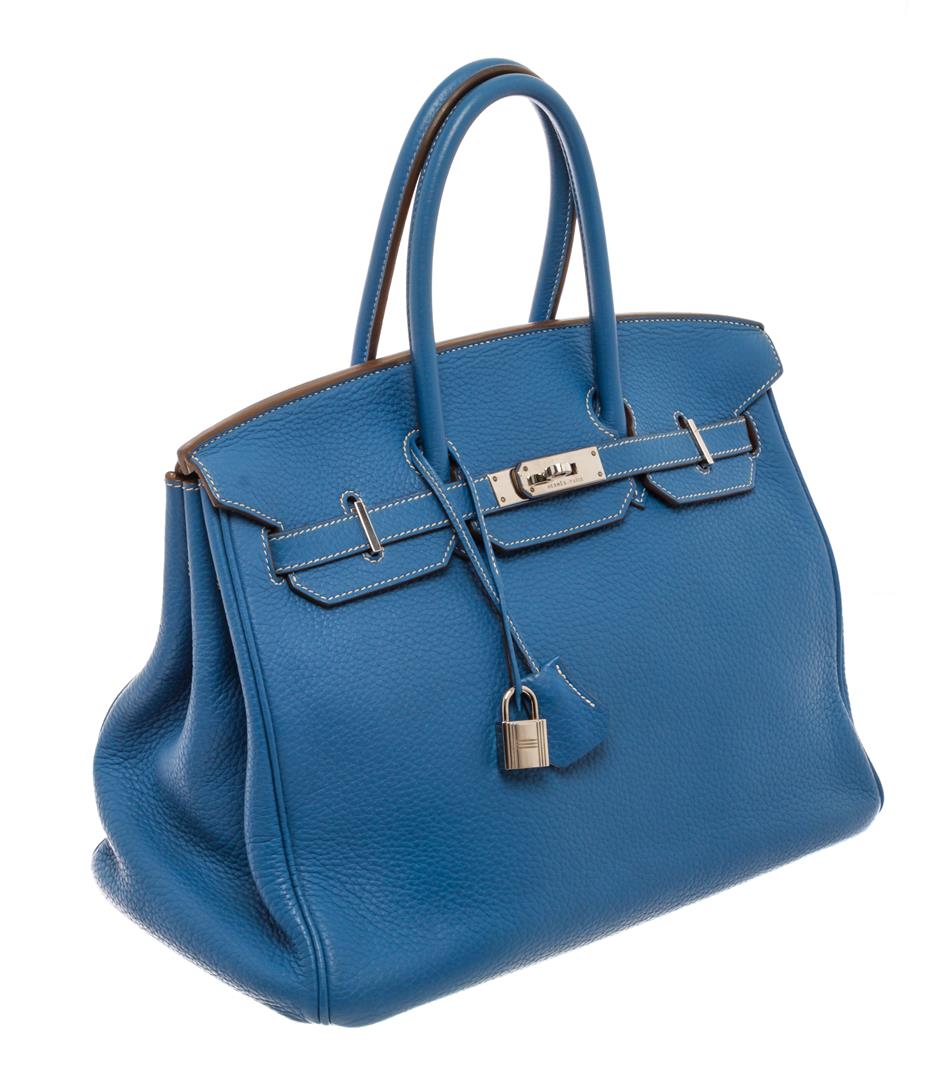 Hermes Birkin Bag, Blue Hydra, 35cm, Clemence with gold
