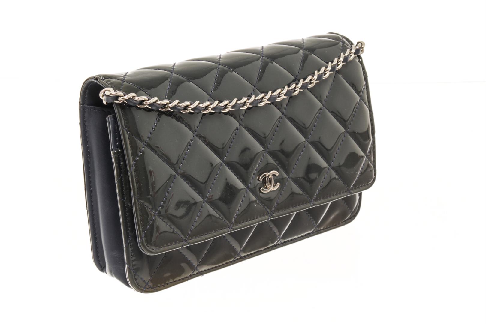 Chanel TIMELESS WALLET ON CHAIN WOC NAVY SILVER Navy blue Leather