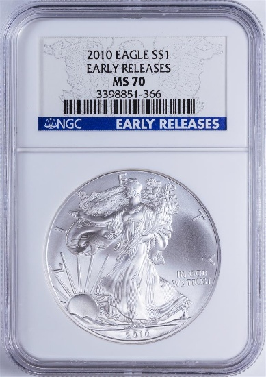 2010 $1 American Silver Eagle NGC MS70 Early Releases