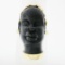 Vintage 14k Yellow Gold Carved Face Detailed Blackamoor Ring w Open Work Setting