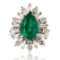 3.48 ctw Emerald and 1.67 ctw Diamond 14K White Gold Ring
