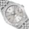 Rolex Mens 36MM Stainless Steel Silver Index Dial 18K Gold Pyramid Diamond Bezel