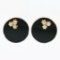 Large Vintage 14k Yellow Gold Bezel Black Onyx & 0.60 ctw Diamond Button Earring