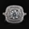 1.13 ctw CENTER Diamond 14KT White Gold Ring (1.58 ctw Diamonds)