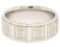 Men's 14k Solid White Gold Comfort Fit Dual Finish Coffered Band Ring Size 7