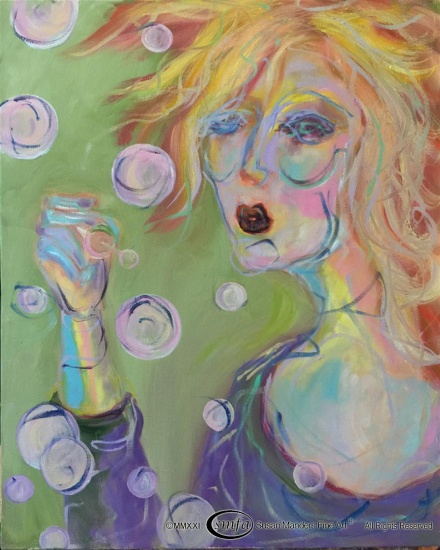 Susan Manders ORIGINAL "Blowing Bubbles"