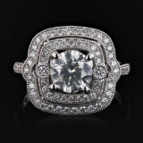 1.13 ctw CENTER Diamond 14KT White Gold Ring (1.58 ctw Diamonds)