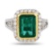 2.87 ctw Emerald and 0.96 ctw Diamond Platinum Ring