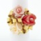 Vintage 14K Yellow Gold Carved Coral Rose Flower Bouquet Ribbon Cocktail Ring