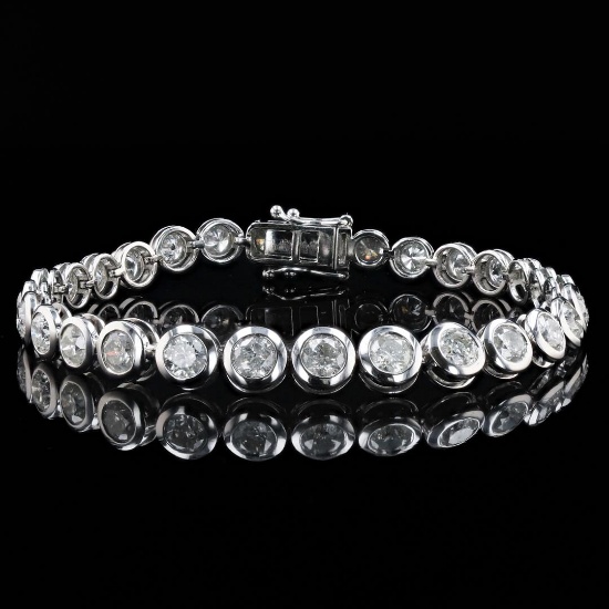 9.24 ctw E-F COLOR Diamond 14K White Gold Tennis Bracelet