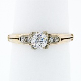 Antique 18K & 14K Gold Old European Diamond Solitaire Engagement or Promise Ring