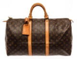 Louis Vuitton Brown Monogram Canvas Keepall 50 Travel Bag