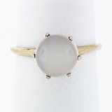 Antique Victorian 14k Gold 8.3mm Round Cabochon Moonstone 6-Prong Solitaire Ring