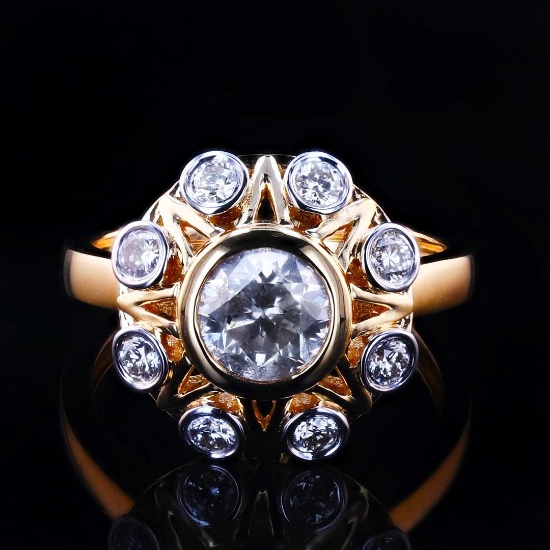 1.05 ctw CENTER Diamond 18K Yellow and White Gold Ring (1.40 ctw Diamonds)