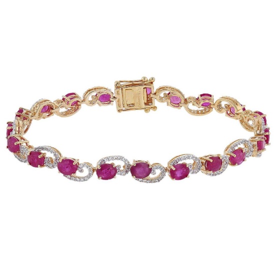 10.49 ctw Ruby and 1.55 ctw White Sapphire Bracelet
