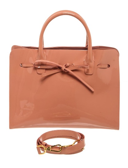 Mansur Gavriel Pink Patent Leather Bow Accent Sun Tote Handbag