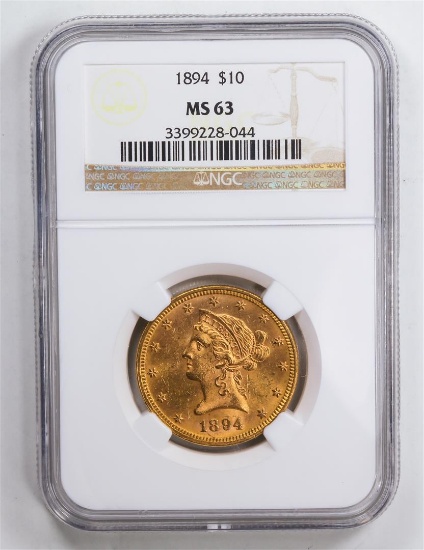1894 $10 Eagle Gold Coin NGC MS63