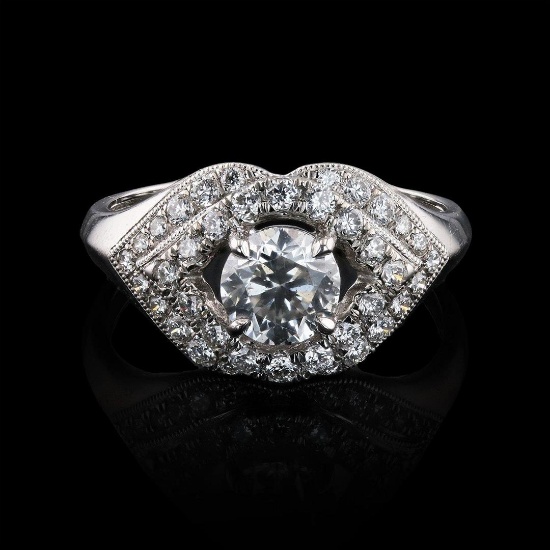 0.95 ctw SI3 CLARITY E COLOR Diamond Platinum Ring (1.49 ctw Diamonds) EGL USA C