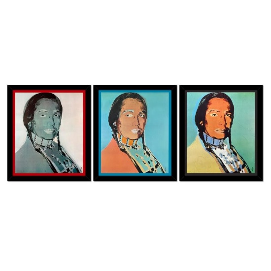 American Indian Series 3 Piece Set (Red, Blue & Black) by Warhol (1928-1987)