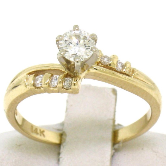 14k Solid Yellow Gold 0.40 ctw Round Brilliant Diamond Solitaire Engagement Ring
