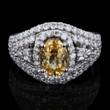 2.24 ctw UNHEATED Yellow Sapphire and 1.50 ctw Diamond Platinum Ring (GIA CERTIF