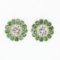 New 14k Yellow Gold 1.33 ctw Diamond Emerald Halo Milgrain Flower Cluster Earrin