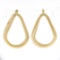 14K Yellow Gold Polished Freeform Off Center 3D Open Tube Hoop Drop Earrings
