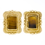 Scott Gauthier 18k Yellow Gold Rectangular Banded Agate Earrings
