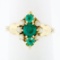 Antique Victorian 14k Gold 0.42 ctw Round Emerald 1.7mm Pearl Petite Cluster Rin