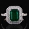 3.47 ctw Emerald and 0.56 ctw Diamond 14K White Gold Ring