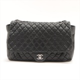 Chanel Black Quilted Soft Lambskin Leather Single Jumbo Flap Shoulder Bag