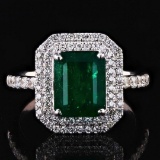 3.47 ctw Emerald and 0.56 ctw Diamond 14K White Gold Ring